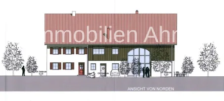 Nordansicht Zeichnung - Wohnung mieten in Klosterbeuren - Neubau-Erstbezug! Moderne 5-Zi. Maisonette zu mieten - Klosterbeuren