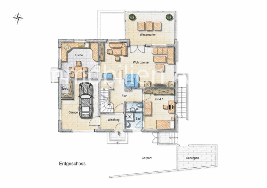 Grundriss EG - Haus kaufen in Börwang - Traumhaftes Einfamilienhaus im Allgäuer Baustil in Börwang/Kempten!