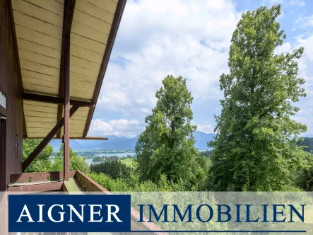 Ausblick vom Balkon - Haus kaufen in Roßhaupten - AIGNER - Liebhaberobjekt: Historisches Landhaus mit Panoramablick auf Berge und See!