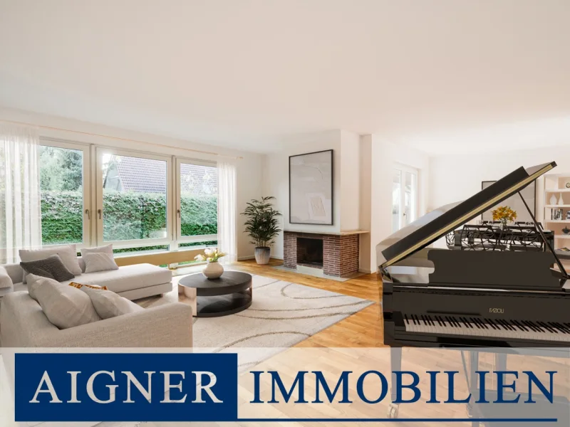 AnzeigeWohnzimmer - Haus kaufen in Gröbenzell - AIGNER - Rarität! Wohnen & Arbeiten auf 263m² Wohnfläche + Nebenräume! Mehrgenerationenhaus möglich!