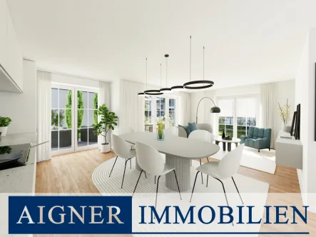 Wohnzimmer - Wohnung kaufen in München - AIGNER - Hochwertige Luxus-Erdgeschosswohnung in imposanter Stadtvilla