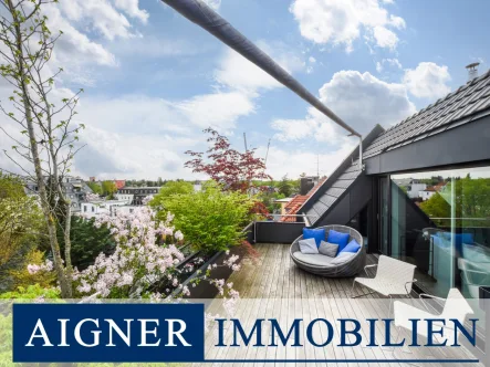 Dachterrasse - Wohnung kaufen in München - AIGNER- Exklusiver Rückzugsort in urbaner Umgebung: Penthouse-Feeling mit erstklassigem Design.