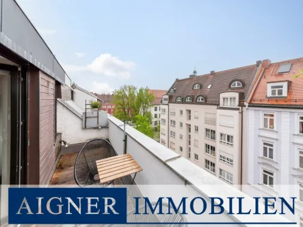 Terrasse - Wohnung kaufen in München - AIGNER - Helle 1-Zimmer-Wohnung mit Dachterrasse im Herzen Haidhausens