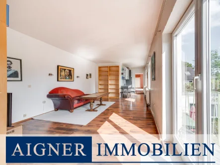 Wohnzimmer - Wohnung kaufen in Neubiberg - AIGNER - Wohnidylle in Neubiberg: 2-Zimmer-Wohnung mit 47m² sonniger Dachterrasse