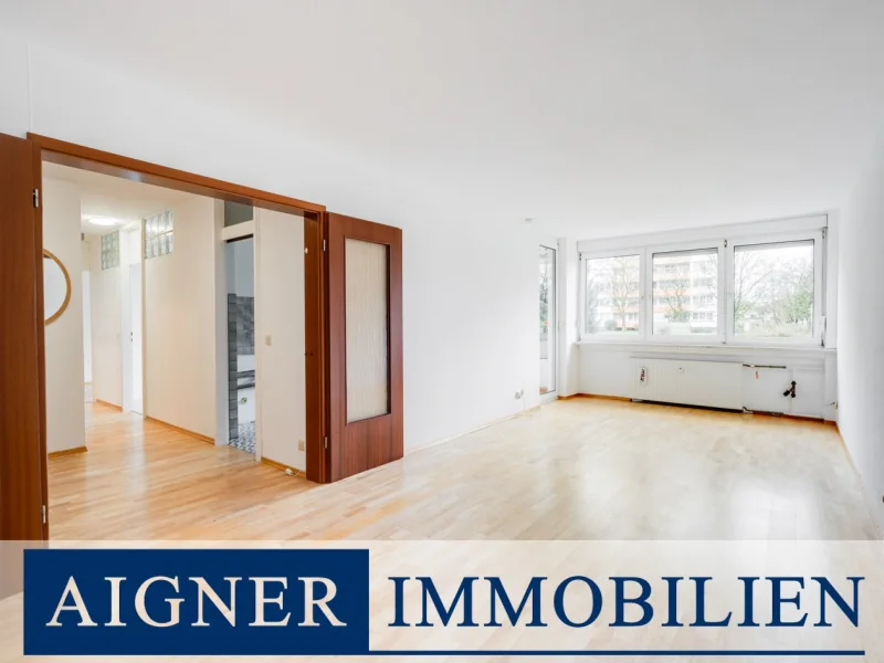 Der Wohnbereich - Wohnung kaufen in Unterhaching - AIGNER - Sehr gut geschnittene 3-Zimmer Wohnung mit Balkon in Unterhaching!