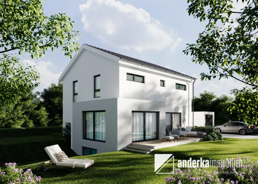 Visualisierung Außenansicht - Haus kaufen in Pfaffenhofen an der Roth - Hier werden Ihre Träume wahr: Modernes Neubau-Einfamilienhaus auf schönem Grundstück!