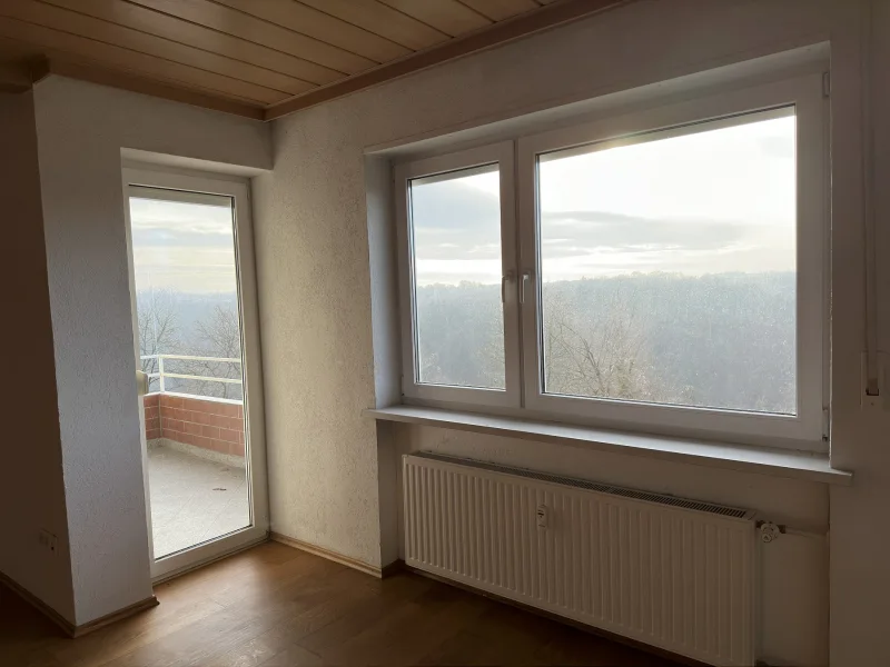 Wohnzimmer mit Zugang zum Balkon 