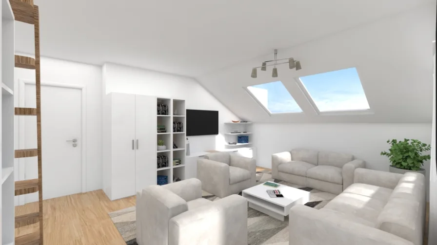 Wohnzimmer (beispielhaft) - Wohnung kaufen in Taufkirchen - Gemütlicher Dachgeschosstraum mit Dachterrasse und Balkon in Alt-Taufkirchen....