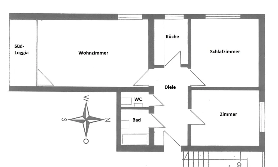 Top Grundriss - Wohnung kaufen in Starnberg - Genial zentral - 3 Zi.-Wohnung mit Top-Grundriss