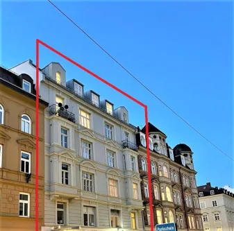 Hausansicht  - Wohnung kaufen in München - Brück Immobilien - Bestlage Schwabing - Denkmalgeschützter Altbau - Vermietete 2 Zi.-ETW 