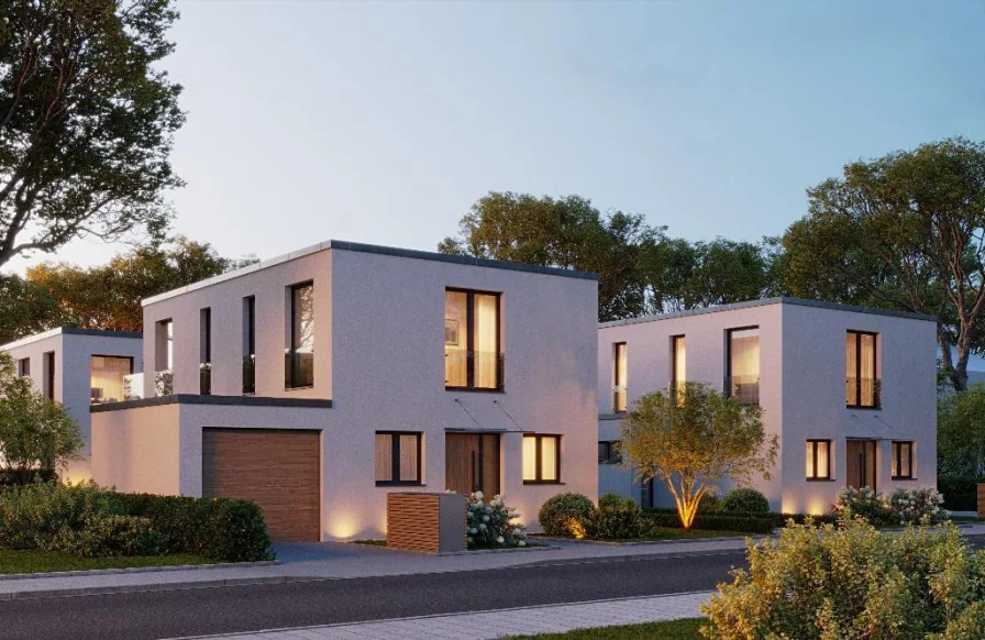 Abendstimmung - Haus kaufen in München - BUCHBERGER Immobilien Stadtvilla im Bauhaus-Stil