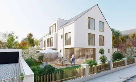 Hausansicht - Haus kaufen in Regensburg / Prüfening - NEU! Exklusives Stadthausensemble in privilegierter Wohnlage!