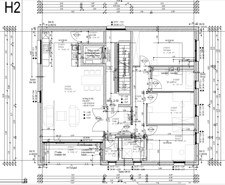 Grundriss vermaßt