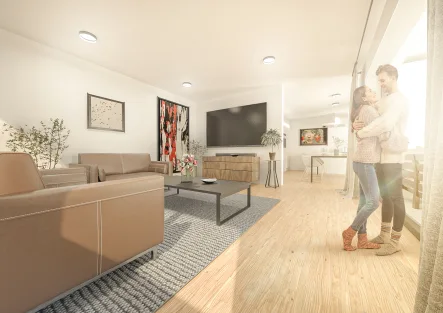 Visualisierung Wohnbereich - Wohnung kaufen in Burglengenfeld - H3WE20 | Neubau. Exklusives Penthouse mit Süd-West-Ausrichtung in Burglengenfeld.