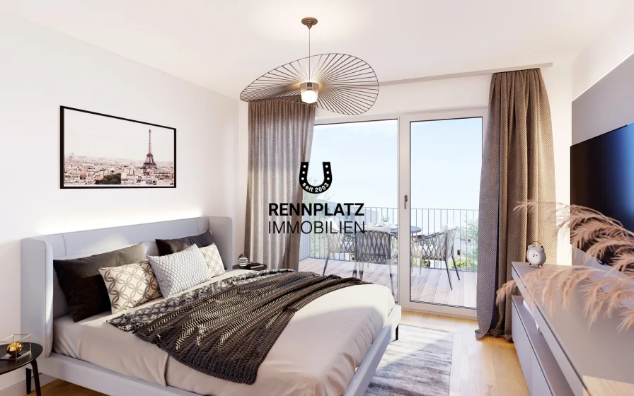 Visualisierung Innenansicht - Wohnung kaufen in Regensburg - BK1-01 |  Neubau. Helle 2-Zimmer-Wohnung mit Süd-Terrasse im Regensburger Westen.