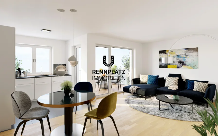 Visualisierung Innenansicht - Wohnung kaufen in Regensburg - BK1-09 | Traumhafte 2-Zimmer-Neubauwohnung mit Süd-Balkon im Regensburger-Westen.