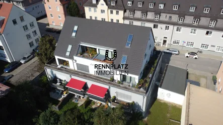 Luftaufnahme  - Wohnung kaufen in Regensburg - Moderne 2-Zimmer-Wohnung mit großer Dachterrasse und Energiekennwert A+ in Regensburg.