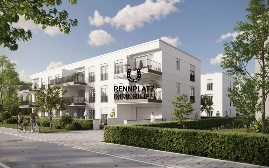 Visualisierung Außenansicht - Wohnung kaufen in Regensburg - BK3-15 | Neubau. Moderne 3-Zimmer-Wohnung mit Süd-Balkon in Regensburg-West.