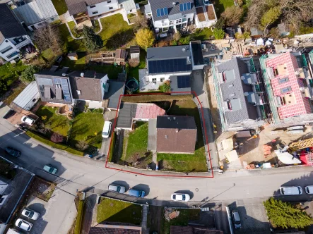 Luftbild 1 - Grundstück kaufen in München - Ruhig gelegener Baugrund mit Altbestand und gültiger Baugenehmigung in Allach