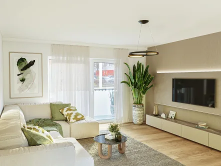 Wohnzimmer - Wohnung kaufen in München - Vermietete 3-Zimmer-Wohnung mit Süd-Balkon in Sendling