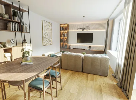 Wohnzimmer nach Sanierung - Wohnung kaufen in München - Vermietete 2,5-Zimmer-Wohnung im schönen Solln
