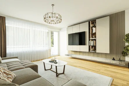 Wohnzimmer nach Sanierung - Wohnung kaufen in Geretsried - Schöne, helle 3-Zimmer-Wohnung mit gutem Grundriss und Süd-Balkon