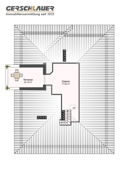 Grundriss Galerie und Dachterrasse