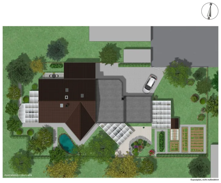 schematischer Lageplan - Haus kaufen in Augsburg / Kriegshaber - **ÄUßERST VIELVERSPRECHENDES MEHRFAMILIENHAUS MIT DER MÖGLICHKEIT ZUR ZUSÄTZLICHEN BEBAUUNG – IHR ZUKUNFTSPOTENTIAL! **