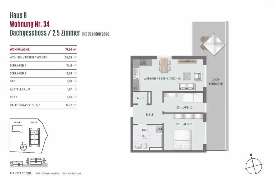 Grundriss schematisch Whg. Nr. 34