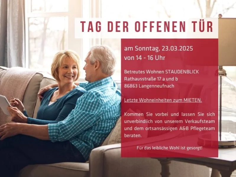 Tag der offenen Tür - Wohnung kaufen in Wehringen - *BETREUTES WOHNEN IN WEHRINGENZUHAUSE IST KEIN ORT, SONDERN EIN LEBENSGEFÜHL!*