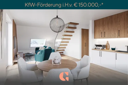 Wohnzimmer - Wohnung kaufen in Diedorf - Herausragende Maisonettewohnung mit Südloggia und Studio