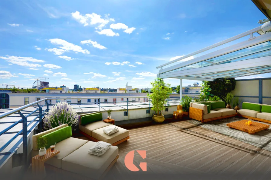 Dachterrasse - Visualisierung - Wohnung kaufen in München - Herrlicher Gebirgsblick - Spektakuläres Penthouse mit großer Dachterrasse