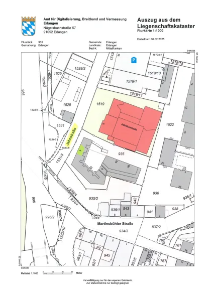 Lageplan Jahnstraße 4, Flur-Nr. 935