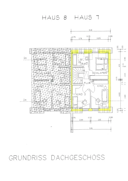 Grundriss Oberschoss mit Schrägen