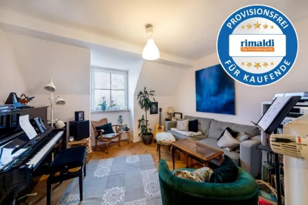 Wohnzimmer - Wohnung kaufen in München - Charmantes Altbau-Raumwunder mit Charisma und Geschichte!