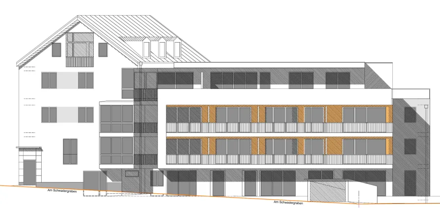 Westansicht - Wohnung kaufen in Penzberg - Neubau! Gut geschnittene 2-Zimmer-SW-Balkon-Wohnung