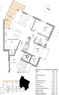 Whg Nr 9 im 2 Obergeschoss - Wohnung kaufen in Penzberg - 3 Zimmer NB-SW-Balkonwhg mit Bergblick im Wohnpalais am Säubach