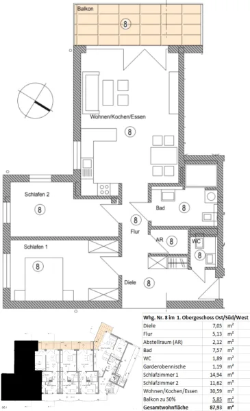 Whg Nr 8 im 1 Obergeschoss