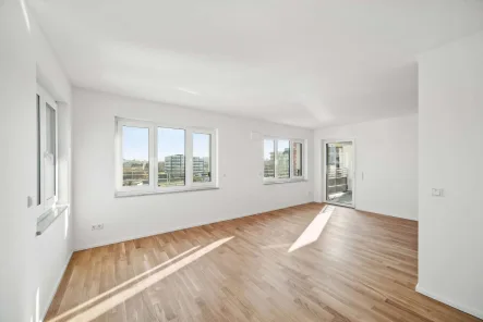 Wohnbereich - Wohnung mieten in Nürnberg - Moderne 2-Zimmer Neubauwohnung inkl. Einbauküche im Zentrum Nürnbergs!