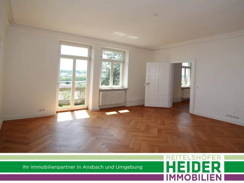 5660 Zimmer Süd Mitte - Wohnung mieten in Ansbach - Großzügig wohnen in Jugendstilvilla mit schönem Blick über die Stadt 