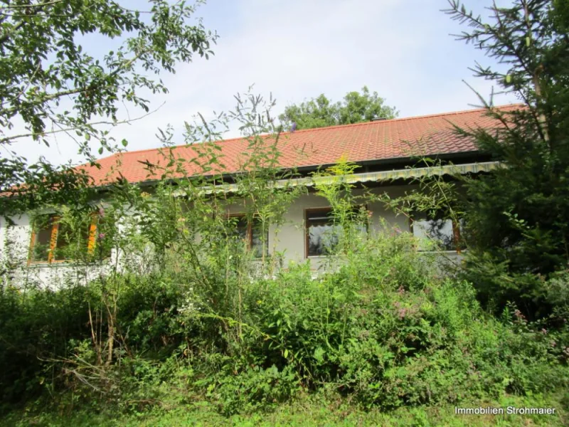 Außenansicht von Süden - Haus kaufen in Hersbruck - Einfamilienhaus am Ortsrand zum Wohnen auf einer Ebene