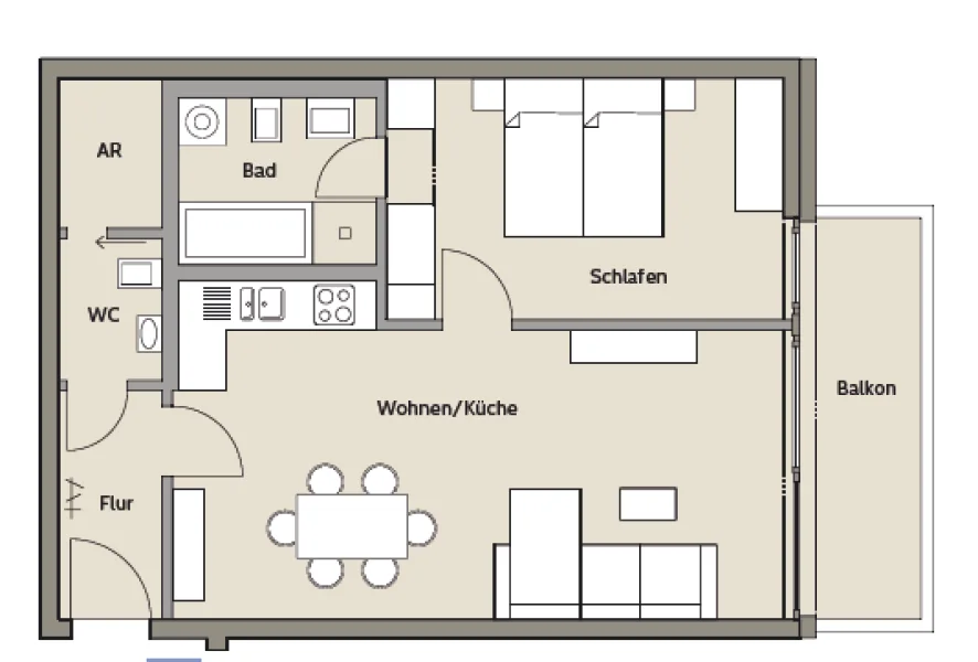 Grundriss - Wohnung mieten in Kleve - moderne 2-Zimmer Wohnung mit Aussicht auf die Spoy