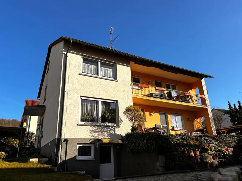 Straßenansicht - Haus kaufen in Mönchberg - Schönes Wohnhaus mit viel Platz und zwei modernisierten Wohnungen in ruhiger Lage!