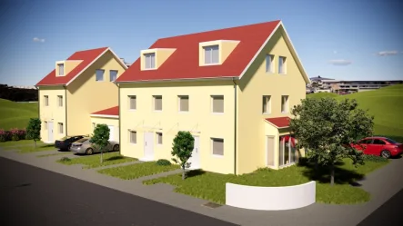 Vorne - Grundstück kaufen in Gräfelfing - Provisionsfrei: Baugrundstück mit Baugenehmigung für 3 DHH, je ca. 140m² Wfl., gesamt ca. 420m²