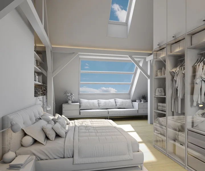 Visualisierung Schlafen - Wohnung kaufen in München - Dachgeschoss Wohnung in prächtigem Stil-Altbau