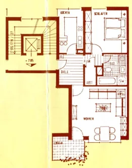 Grundriss - Wohnung mieten in Nürnberg - Gut aufgeteilte 2-Zimmerwohnung - Bad mit Dusche und Wanne - Balkon- TG-Stellplatz