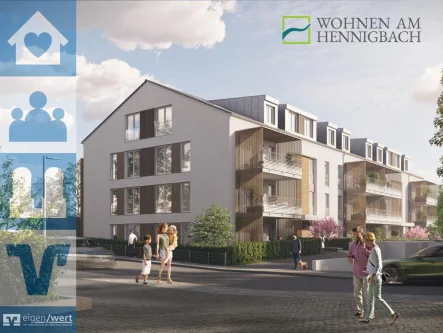Am Hennigbach - Wohnung kaufen in Markt Schwaben - 3-Zi.-Neubauwohnung (KfW-40-Standard) mit Balkon in zentraler Lage von Markt Schwaben