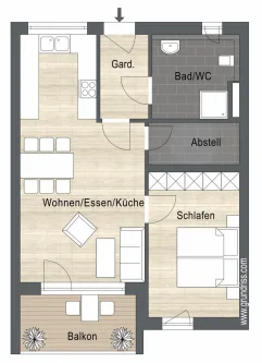 1539Z - Wohnung kaufen in Deggendorf - Großzügige 2-Zimmer-Eigentumswohnungen KfW 40 Plus Standard Neubau in Deggendorf