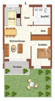 57Z - Wohnung kaufen in Deggendorf - 2-Zimmer-Eigentumswohnungen mit Gartenanteil 2-Zimmer  KfW 40 Plus Standard in Deggendorf