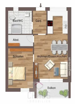 1416182 - Wohnung kaufen in Deggendorf - 2-Zimmer-Eigentumswohnungen KfW 40 Plus Standard Neubau in Deggendorf